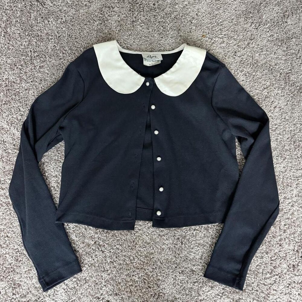 Byer California black & white collared button-up blouse